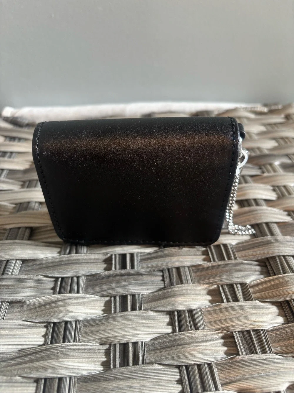 Calvin Klein Black Mini Leather Wallet with Silver Logo